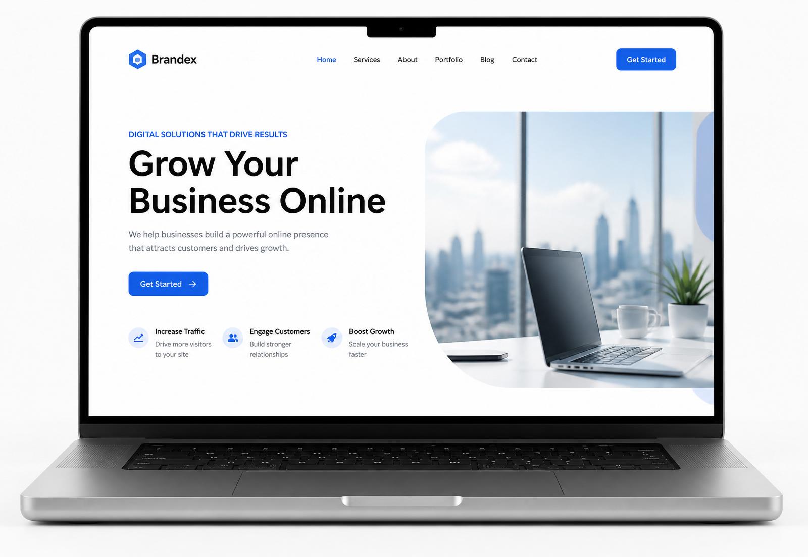 Modern business website designed by Knox Growth displayed on a laptop